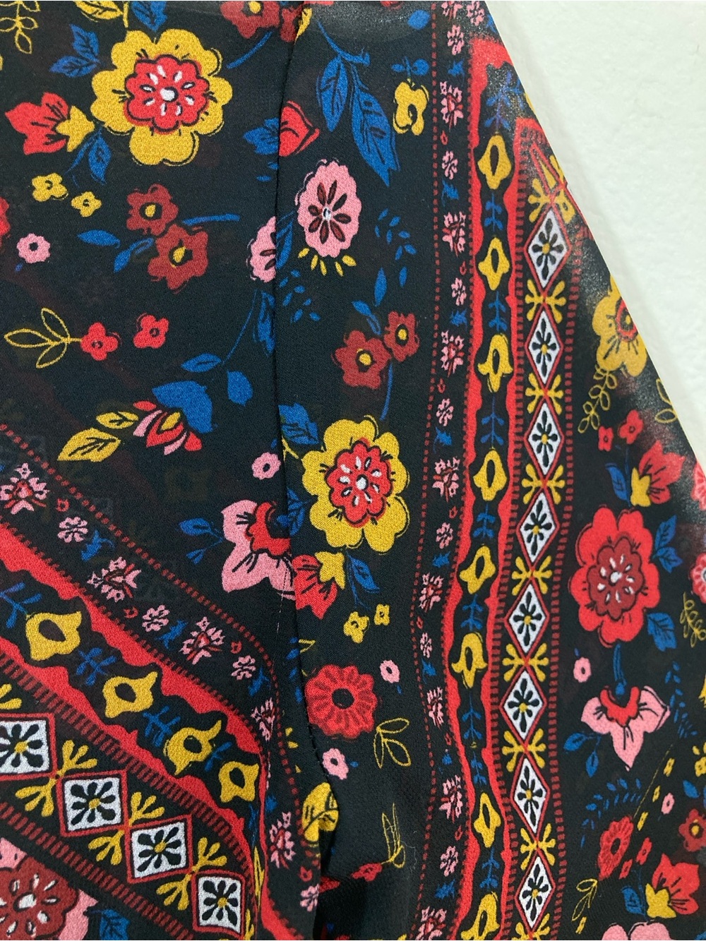 Xhilaration Multicolor Floral Boho Tunic with Tassel Ties Size S - Picture 9 of 11